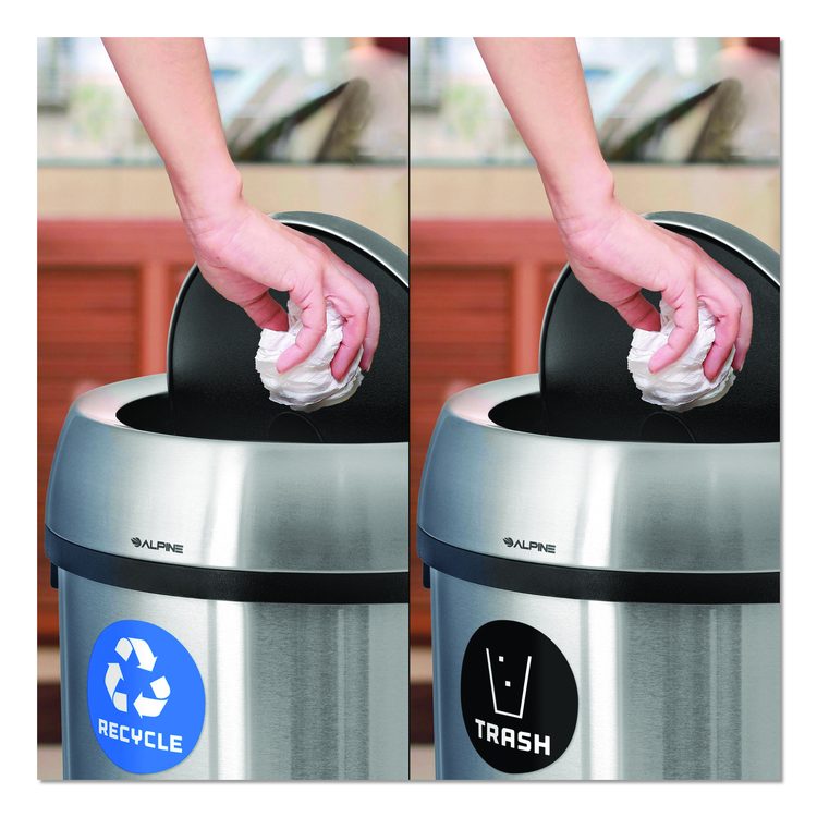 17 Gallon Stainless Steel Open Top Recycling Bin and Trash Receptacle