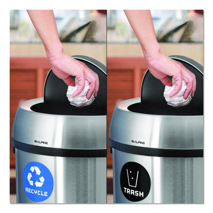 17 Gallon Stainless Steel Open Top Recycling Bin and Trash Receptacle