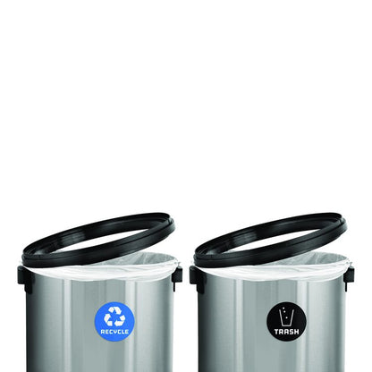 17 Gallon Stainless Steel Open Top Recycling Bin and Trash Receptacle