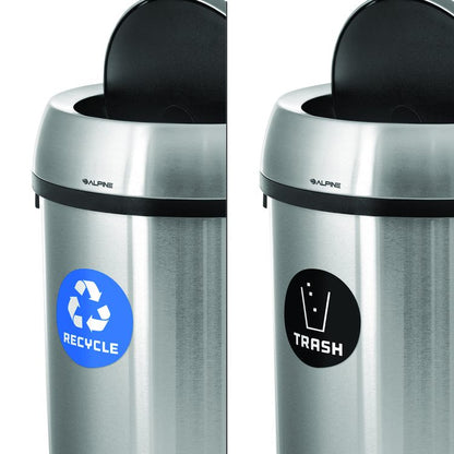17 Gallon Stainless Steel Open Top Recycling Bin and Trash Receptacle