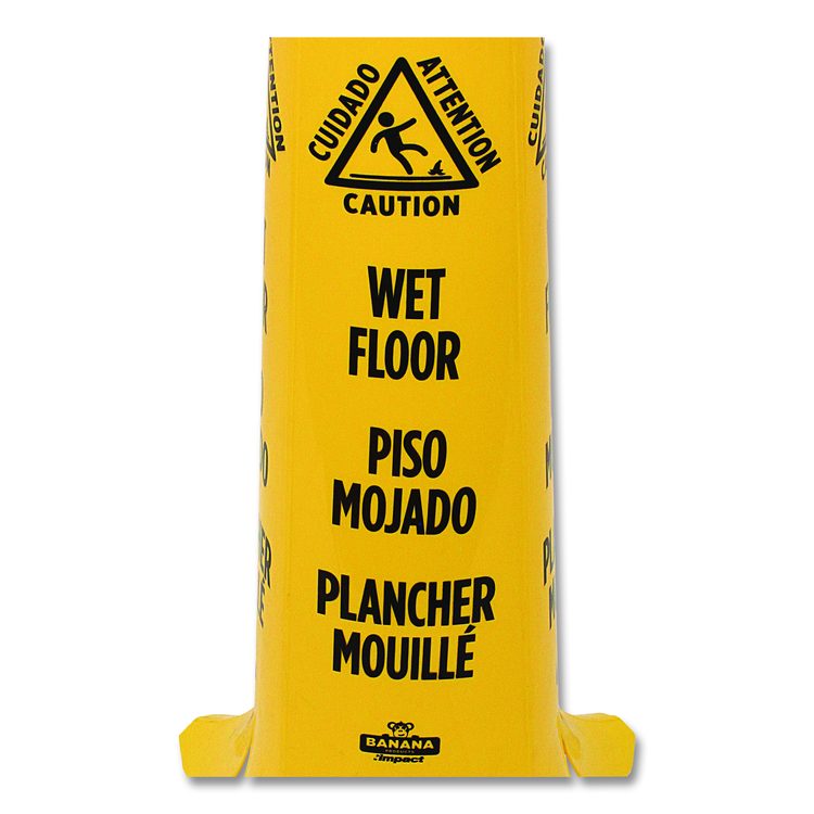 Banana Wet Floor Cones, 14.25 x 14.25 x 36.75, Yellow/Brown/Black
