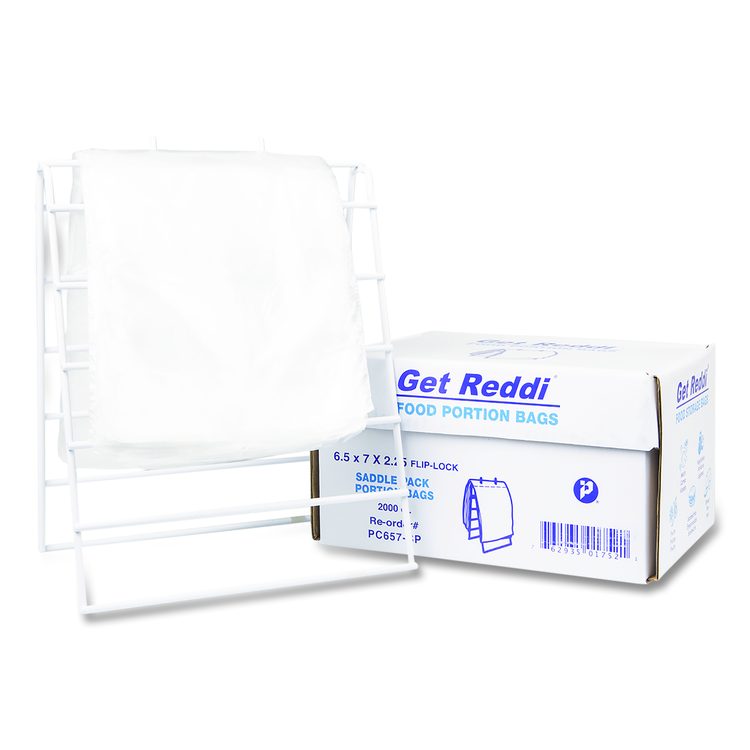 Get Reddi Saddle Pack Poly Food Portion Bags, Fold-Top Closure, 0.5 mil, 6.5" x 7", Clear, 2,000/Carton