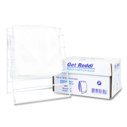 Get Reddi Saddle Pack Poly Food Portion Bags, Fold-Top Closure, 0.5 mil, 6.5" x 7", Clear, 2,000/Carton