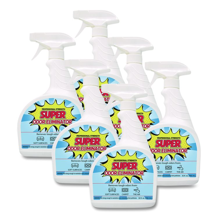 Super Odor Eliminator, 32 oz Spray Bottle, 6/Carton