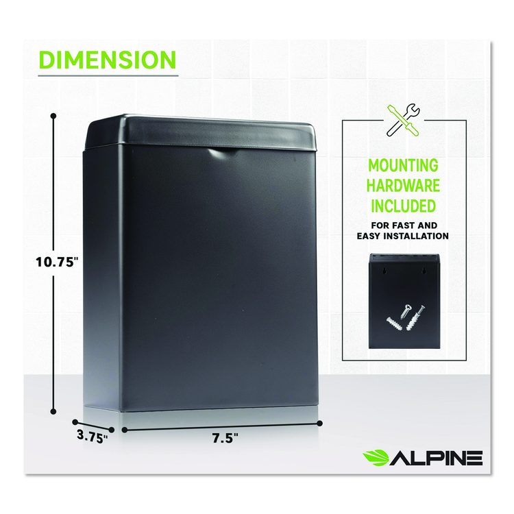 Stainless Steel Wall-Mounted Sanitary Napkin Receptacle, Black
