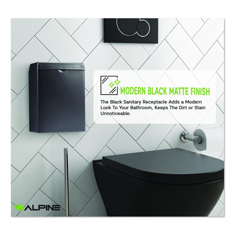 Stainless Steel Wall-Mounted Sanitary Napkin Receptacle, Black