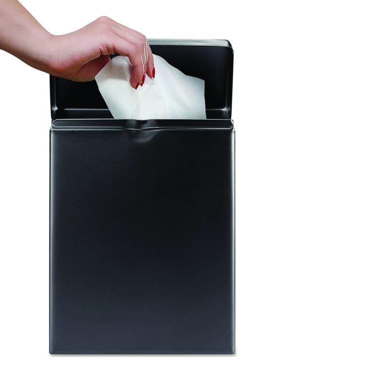 Stainless Steel Wall-Mounted Sanitary Napkin Receptacle, Black
