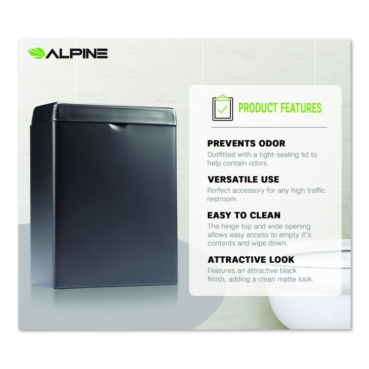 Stainless Steel Wall-Mounted Sanitary Napkin Receptacle, Black