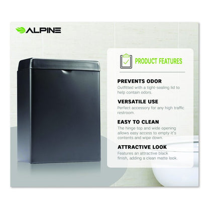 Stainless Steel Wall-Mounted Sanitary Napkin Receptacle, Black