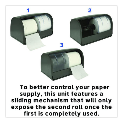 Side-by-Side Double Roll Toilet Tissue Dispenser, 6.3 x 6.3 x 10.3, Gray