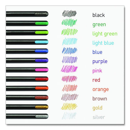 PENTONIC Gel Pen, Stick, Assorted Point Sizes, Assorted Ink Colors, Black Barrel, 12/Pack