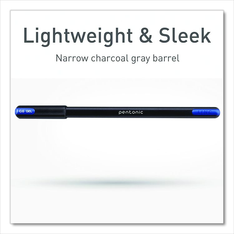 PENTONIC Gel Pen, Stick, Assorted Point Sizes, Assorted Ink Colors, Black Barrel, 12/Pack