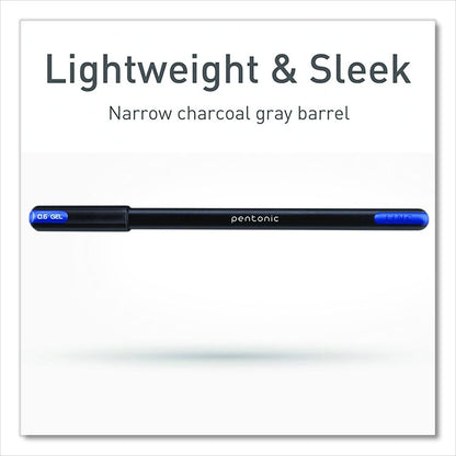 PENTONIC Gel Pen, Stick, Assorted Point Sizes, Assorted Ink Colors, Black Barrel, 12/Pack