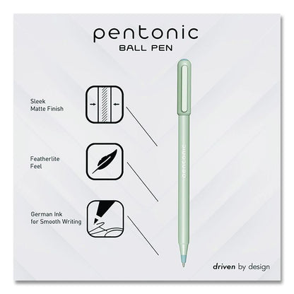 PENTONIC Gel Pen, Stick, Fine 0.7 mm, Black Ink, Pale Gray Barrel, 10/Pack