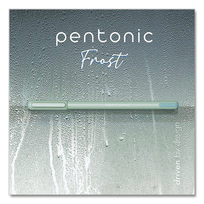 PENTONIC Gel Pen, Stick, Fine 0.7 mm, Black Ink, Pale Gray Barrel, 10/Pack