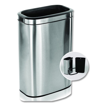 Stainless Steel Rectangular Liner Open Top Trash Can, 10.5 gal, Brushed Stainless Steel