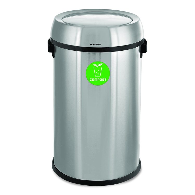 17 Gallon Stainless Steel Indoor Compost Receptacle with Swivel Lid