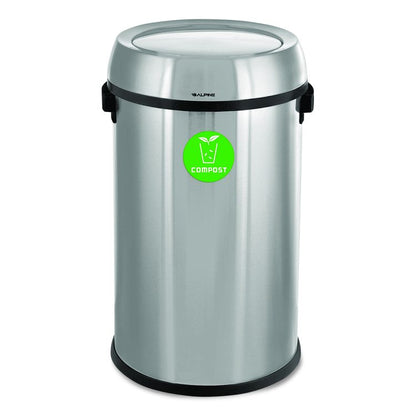 17 Gallon Stainless Steel Indoor Compost Receptacle with Swivel Lid