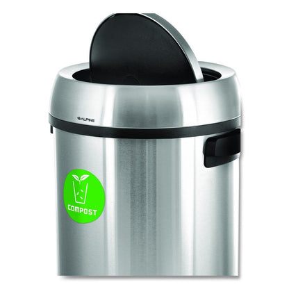 17 Gallon Stainless Steel Indoor Compost Receptacle with Swivel Lid