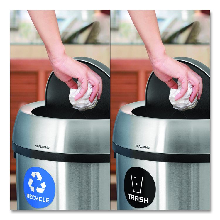 17 Gallon Stainless Steel Indoor Recycling Receptacle and Trash Station Swivel Lids