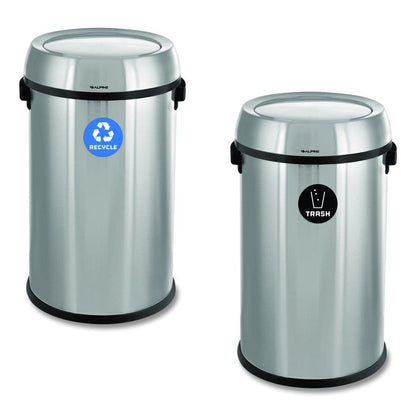 17 Gallon Stainless Steel Indoor Recycling Receptacle and Trash Station Swivel Lids