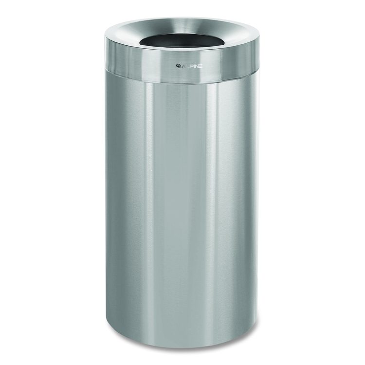 27 Gallon Stainless Steel Commercial Indoor Trash Can, Brushed Stainless Steel