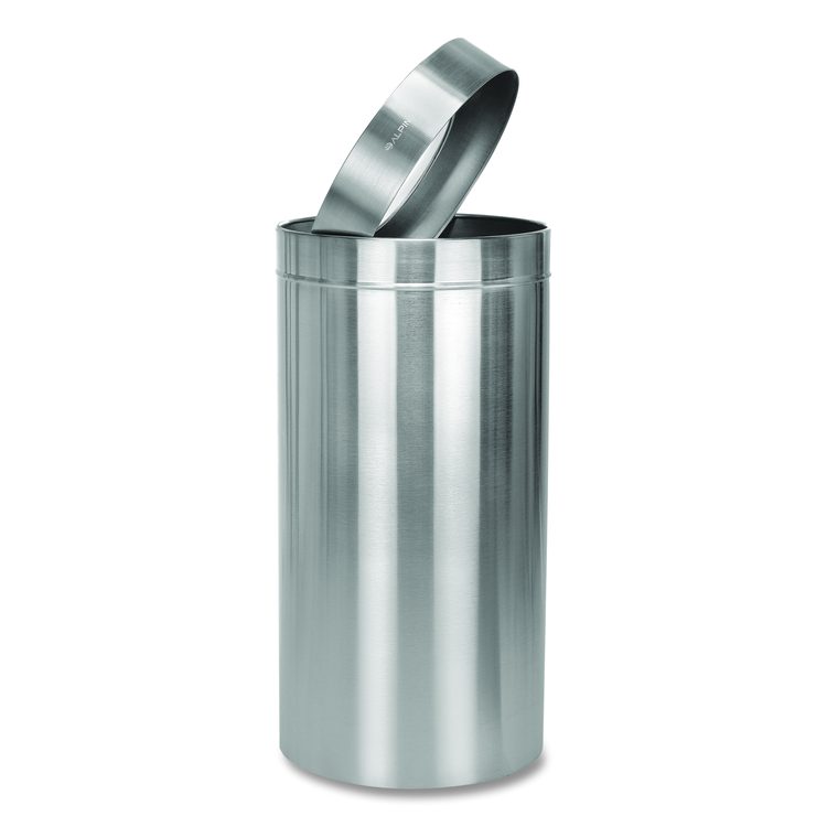 27 Gallon Stainless Steel Commercial Indoor Trash Can, Brushed Stainless Steel