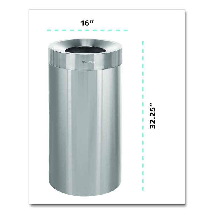 27 Gallon Stainless Steel Commercial Indoor Trash Can, Brushed Stainless Steel