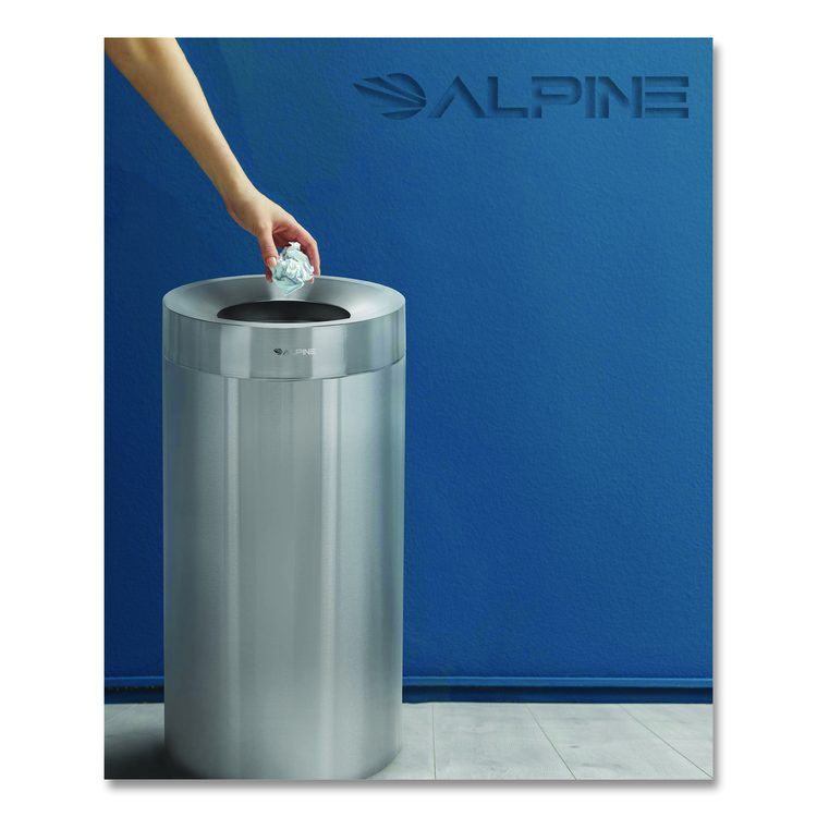 27 Gallon Stainless Steel Commercial Indoor Trash Can, Brushed Stainless Steel