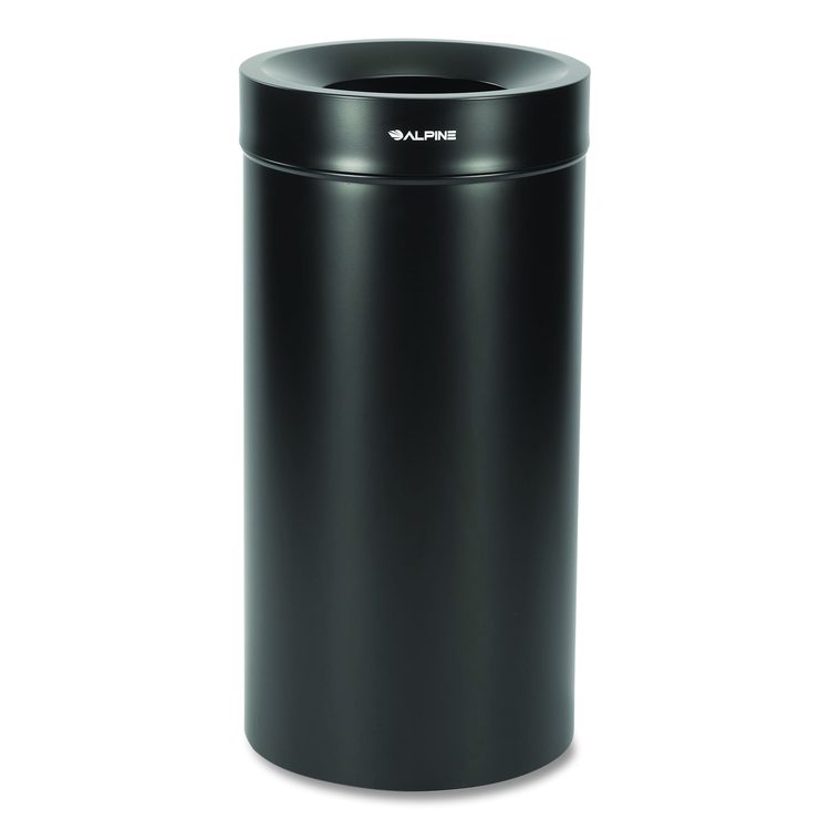 27 Gallon Stainless Steel Commercial Indoor Trash Can, Black