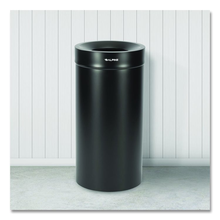 27 Gallon Stainless Steel Commercial Indoor Trash Can, Black