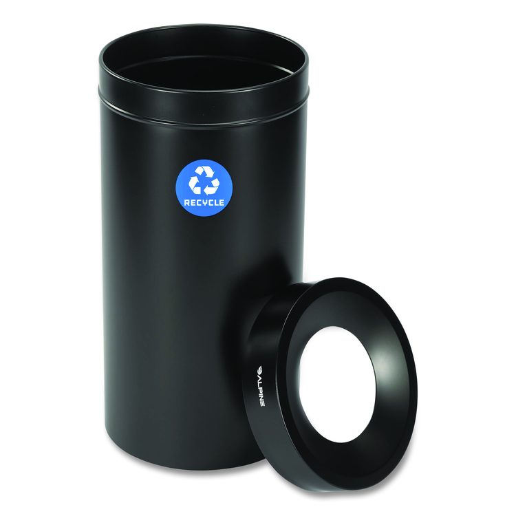 27 Gallon Stainless Steel Recycling Can, Black