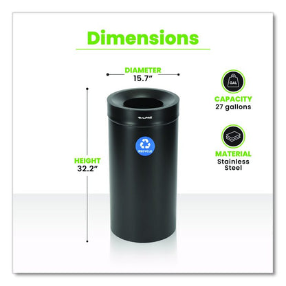27 Gallon Stainless Steel Recycling Can, Black