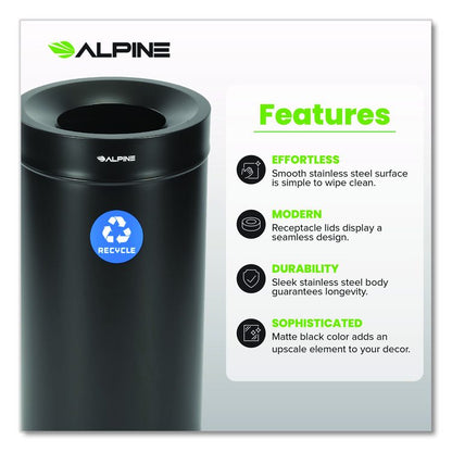 27 Gallon Stainless Steel Recycling Can, Black