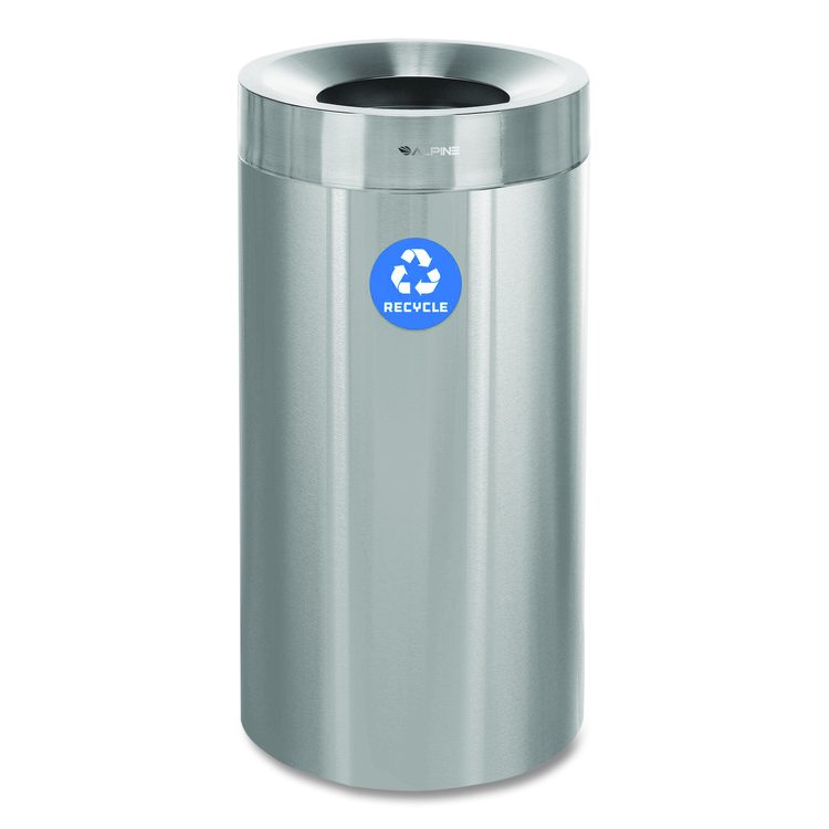 27 Gallon Stainless Steel Recycling Can, Brushed Stainless Steel