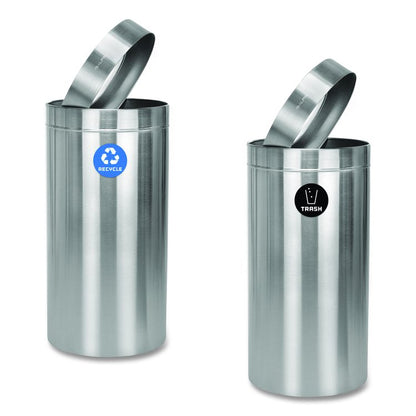 27 Gallon Stainless Steel Recycling Can and Trash Receptacle, Brushed Stainless Steel