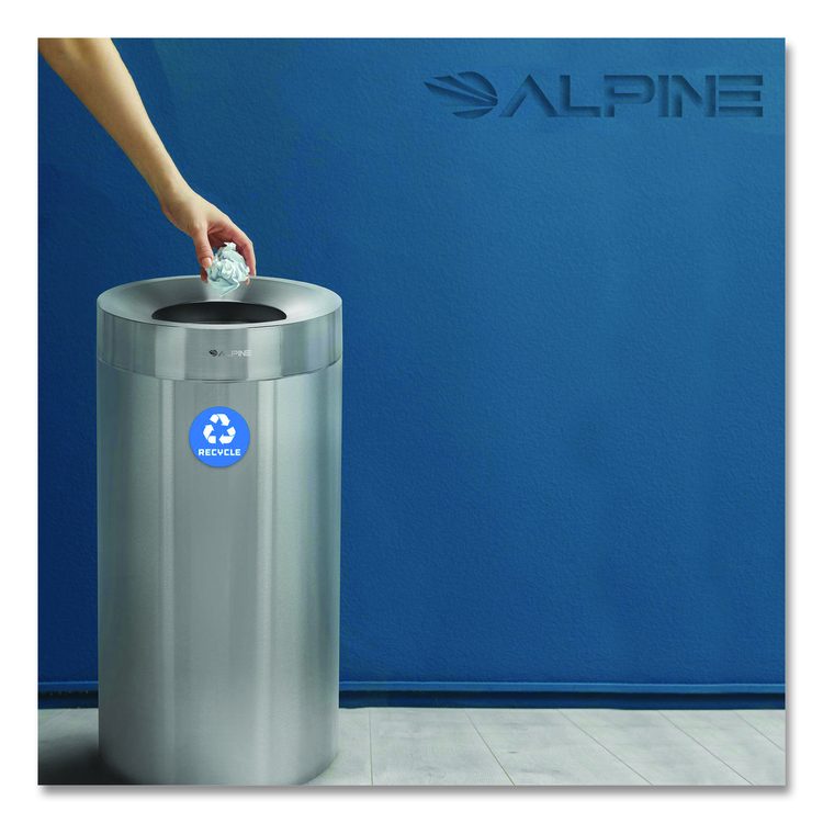 27 Gallon Stainless Steel Recycling Can and Trash Receptacle, Brushed Stainless Steel