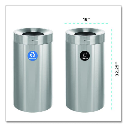 27 Gallon Stainless Steel Recycling Can and Trash Receptacle, Brushed Stainless Steel