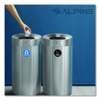 27 Gallon Stainless Steel Recycling Can and Trash Receptacle, Brushed Stainless Steel