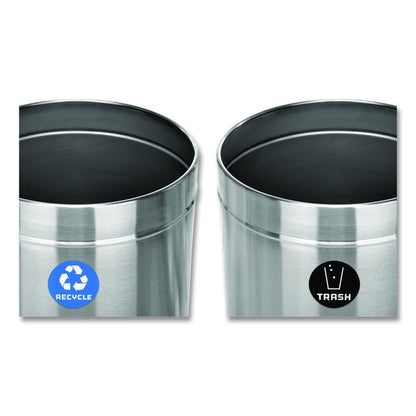 27 Gallon Stainless Steel Recycling Can and Trash Receptacle, Brushed Stainless Steel