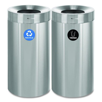 27 Gallon Stainless Steel Recycling Can and Trash Receptacle, Brushed Stainless Steel