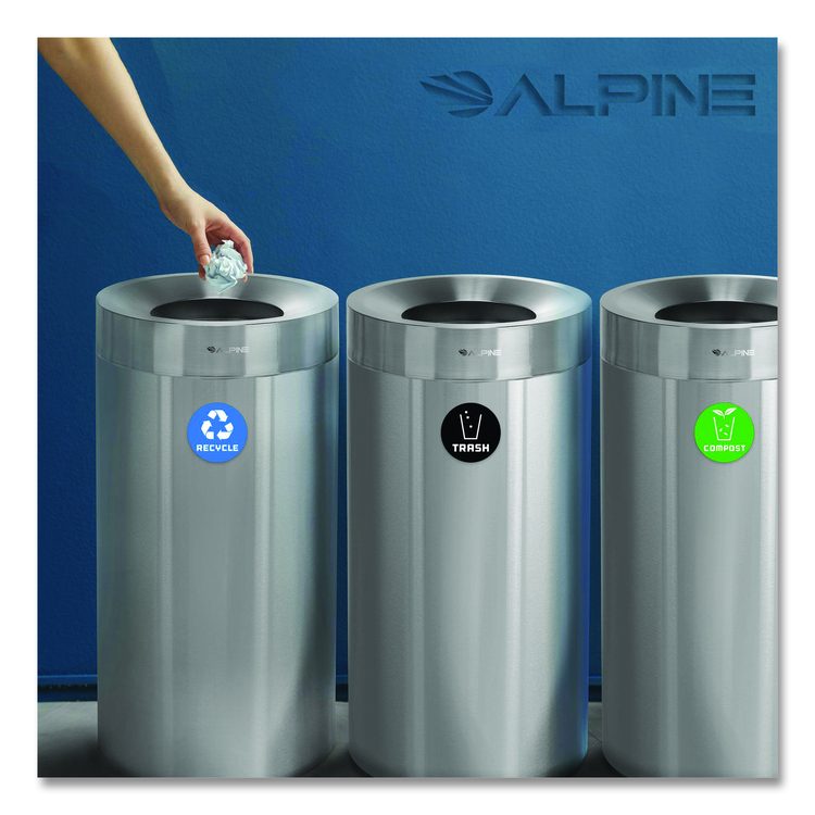 27 Gallon Stainless Steel Compost Bin, Recycling Can and Trash Receptacle, Brushed Stainless Steel