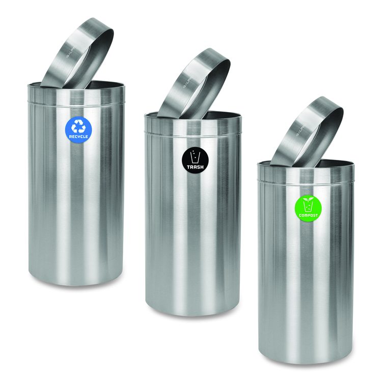 27 Gallon Stainless Steel Compost Bin, Recycling Can and Trash Receptacle, Brushed Stainless Steel
