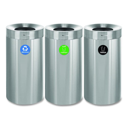 27 Gallon Stainless Steel Compost Bin, Recycling Can and Trash Receptacle, Brushed Stainless Steel