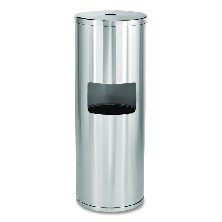 Stainless Steel 7 Gal Trash Can with Gym Disinfecting Wipes Dispenser