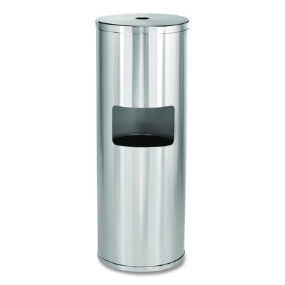 Stainless Steel 7 Gal Trash Can with Gym Disinfecting Wipes Dispenser