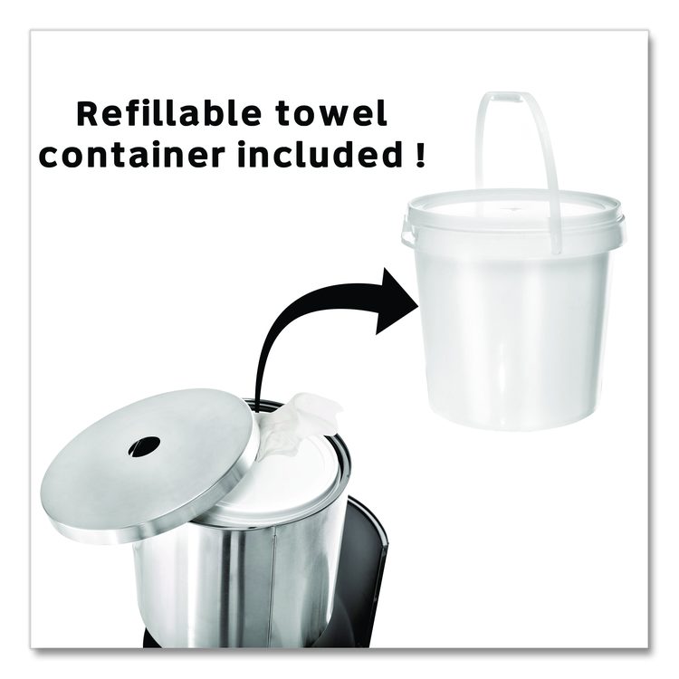 Stainless Steel 7 Gal Trash Can with Gym Disinfecting Wipes Dispenser