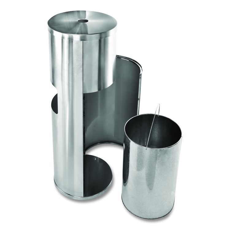 Stainless Steel 7 Gal Trash Can with Gym Disinfecting Wipes Dispenser