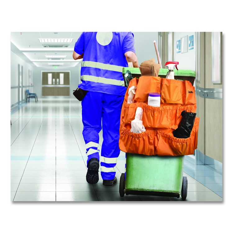 12-Pocket Trash Can Caddy Bag, 12 Compartments, 29 x 19.5, Orange