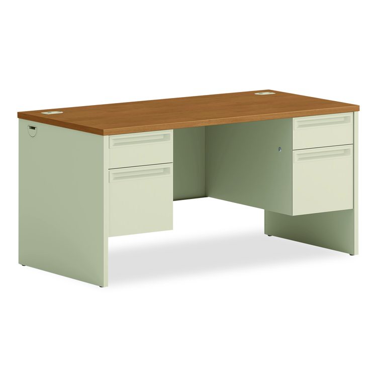 38000 Series Double Pedestal Desk, 60" x 30" x 29.5", Harvest/Putty